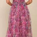 Lulus Lulu’s Garden Romance Magenta Floral Print Organza Maxi Dress Pink Purple XS Photo 1