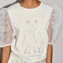 ZARA NEW  Printed Tshirt Puff Sleeves size M White Photo 0