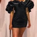 House Of CB  'Selena' Black Satin Puff Shoulder Dress off shoulder /Size XS NWOT Photo 0