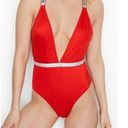 Victoria's Secret New  Sz L Shine Strap Plunge One Piece Swimsuit Bling Bikini Photo 0