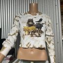 Forever 21 Wildlife Forest Animal Cropped Sweater  wolf moose bear tie dye small Photo 2