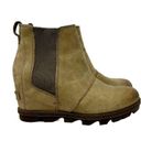 Sorel  Joan Of Arctic Wedge II Leather Chelsea Boots Ash Brown Tan Size 7.5 Photo 1