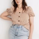 Madewell ‎ Gingham Square Neck Puff Sleeve Top Sz XS Photo 1