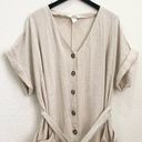 H&M Beige Linen Blend V Neck Button Front Jumpsuit Romper Size XL Photo 7