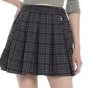 Hot Topic  Suspender Black & Gray Plaid Pleated Mini Skirt ~ Women's Size LARGE Photo 0