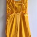 Zaful Yellow Ribbed Body Con Knee Length Dress Photo 3