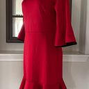 Krass&co NY &  Stretch Red Bell-Sleeve Dress w/Black Trim, Size M Photo 2