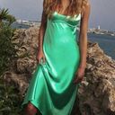 ZARA Green Satin  Midi Dress Photo 0