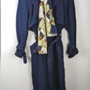 Vintage Blue Braefair  Trench Coat Rain Jacket Front Tie Size Women's 4 + Scarf Photo 1