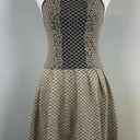 Parker  Black & Gold Metallic Knit Pleated Flared Dress Large Photo 2