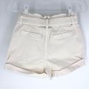 EXPRESS  Shortie Extreme High Rise with Tie Belt Paper Bag Shorts Cream Size 6 Photo 5