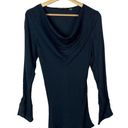 T Tahari Tahari Navy Blue Houndstooth Fitted Cowl Neck Long Sleeve Blouse S Photo 0