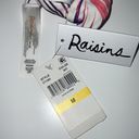 Raisin's NWT  Palm Leaf Print Triangle Bikini Top Strappy Tie Back White Pink Med. Photo 3