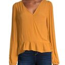 Arizona Jeans Arizona Jean Co long sleeve mustard yellow wrap top size small NWT Photo 0