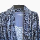 Carole Hochman Grayish Blue w Black Paisleys/Flowers Soft Stretchy Cardigan Women Large Photo 1