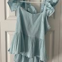 Francesca's NWT Francesca’s Blue Simone Ruffle Top Photo 0