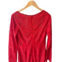 House Of CB  Lisandra Lace Maxi Dress Red Trim Cutout Long Sleeve Large NWT Photo 5