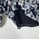 Luna  Project Black & White Floral Long Sleeve Pintucked Blouse Size M Photo 3