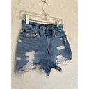 Abercrombie & Fitch Annie High Rise Distressed Shorts - Size 24 (00) Medium Wash Photo 3