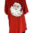 Holiday Time  Womens Shirt Size Large Christmas Red Short Sleeve Santa Claus Photo 0