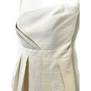 Shoshanna  Dress Size 2 Ivory Gold Stripe Strapless Sheath Cocktail Party Pockets Photo 2