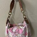 Coach  hobo canvas bag y2k pink shoulder purse
 Top zip pink white Photo 12