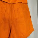 Vince  Women’s Belted Twill Cotton Linen Blend High Waist Shorts Burnt Orange Photo 10