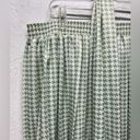 Mint green white houndstooth pattern midi pleaded skirt size Large 10 Photo 6