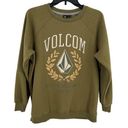 Volcom  Stone Magic Boyfriend Fit Logo Sweatshirt Womens Size Small Moss Green Photo 0