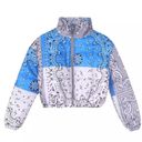 Blue Bandana Puffer Jacket Size M Photo 0