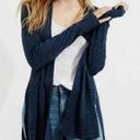 Lou & grey  Navy Blue Striped Open Front Side Slit Cardigan 100% Cotton Size S Photo 0