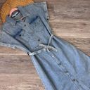 Boutique NEW denim midi dress button down w/ waist tie Photo 1