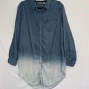 Holding Horses  Denim Ombre Button Up Tunic Women's Large Long Length 100% Tencel Photo 8