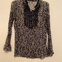 T Tahari Tahari Silk  Blouse M  Top Black Animal Print Sheer Photo 0