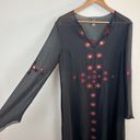 Vivienne Tam  Tunic‎ Top 3 (Large) Black 100% Silk Sheer Embroidery Slits Photo 1