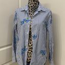 Calvin Klein striped cotton embroidered flowers button up shirt Photo 0