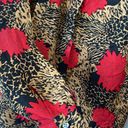 Oscar de la Renta  silk button down with abstract cheetah & floral print Photo 7