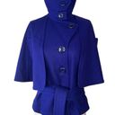 DKNY  Deep Purple Wool Blend Belted Crop Peacoat Cape Jacket Sz M Photo 1