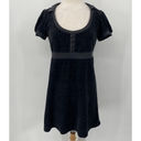 Juicy Couture Y2k  Velour Babydoll Mini Dress Puff Sleeve Geo Pattern Black L Photo 2