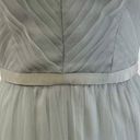 Monique Lhuillier  Bridesmaid Womens 12 Tulle Petra Pleated Sleeveless Gray Maxi Photo 7