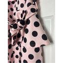 Pretty Little Thing  Light Pink Polka Dot Bardot Peplum Midi Bodycon Dress Sz 12 Photo 5