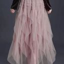 Gypsy Tulle Tiered Maxi Skirt Pink Medium  Boho Fairy Disco Cowgirl Full NEW Photo 0