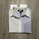 DKNY Bottom Down Blue And White Stripe Shirt  Photo 4