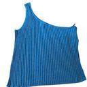 Ava & Viv  shirt sleeveless one shoulder knit rubbed‎ blue 3x stretch NEW Photo 0