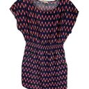 One Clothing  Navy Blue Geometric Print Short Sleeved A-Line Dress Sz L Pockets Photo 0