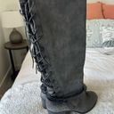 BKE NWOT  sole Ryderson gray knee high lace up boots, Size 7.5, faux leather Photo 4