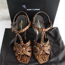 Saint Laurent  YSL Tribute 105mm Leopard-Print Calf Hair Open Toe Pumps New 39.5 Photo 5