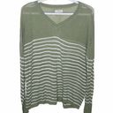 Lou & grey  soft sage v neck striped light sweater size XS Photo 0