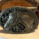 Vintage C&J Full Grain Cowhide Belt With Horse Buckle Photo 1