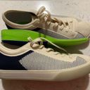 Rothy's  The Lace Up Sneaker Classic Navy Off White Cream Stripe Size 8 New Photo 3